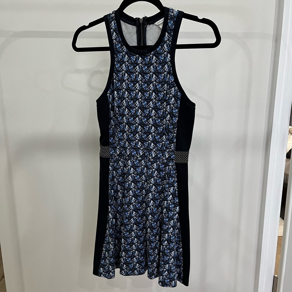 Club Monaco Blue and Black Patterned Dress